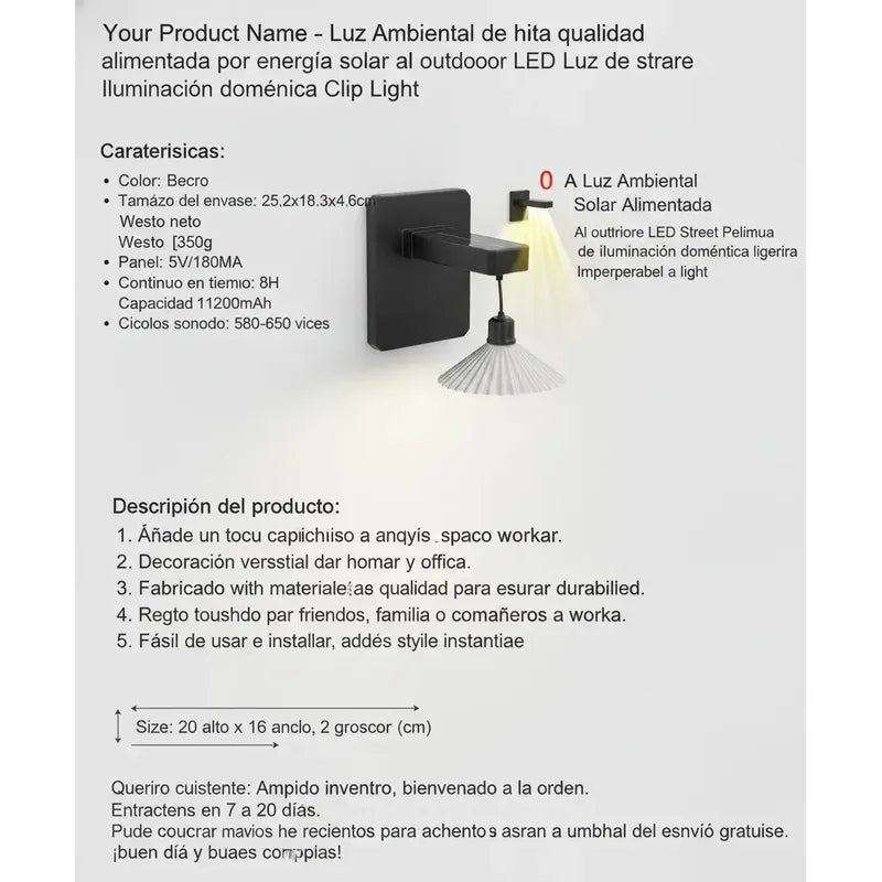 Aplique Solar Led De Pared Exterior Luz Decorativa Impermeable Ip65 Diseño Moderno Negro Para Jardín Terraza Patio Pasillo Entrada Energía Solar Encendido Automático Alta Durabilidad Tecnohogar