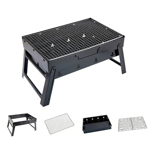 Parrillera Asados Grill Bbq Portatil Plegable Terraza Balcon Color Negro