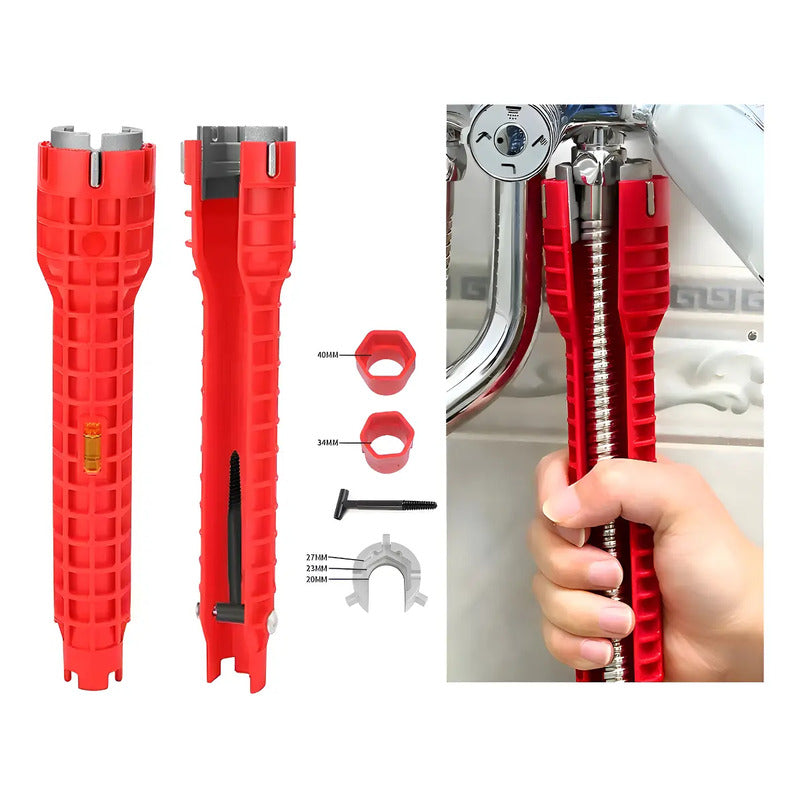 Llave Francesa Ajustable De Abs Para Grifo Y Desagüe Roja Rojo