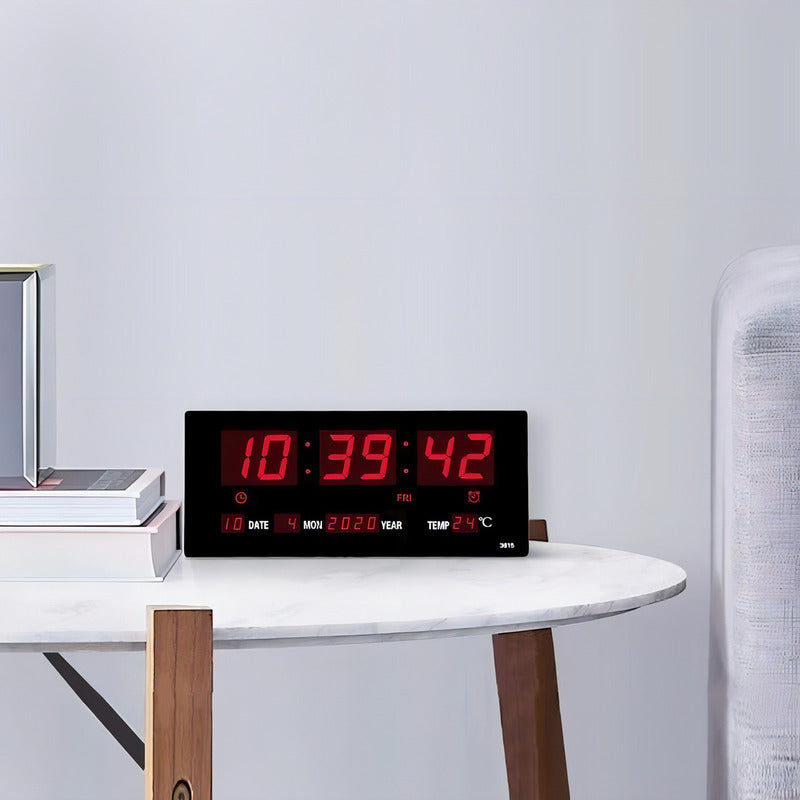 Reloj Digital Pared Led Fecha Temperatura + 35x15 Estructura Negro