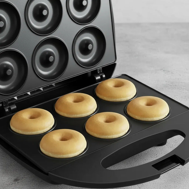 Maquina Para Donas Antiadherente Donuts Maker 6 Porciones Negro