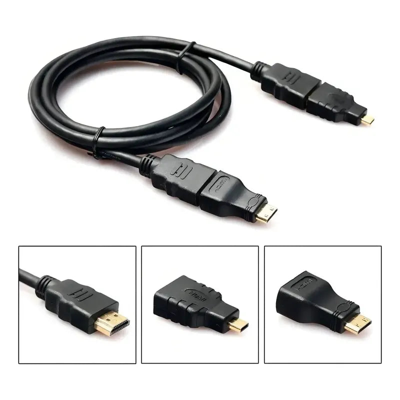 Cable Hdtv 3 En 1, Hdmi Con Adaptadores Mini Hd Y Micro Hd