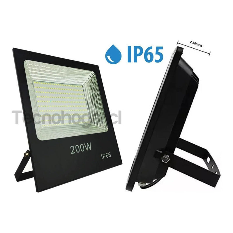 Foco Proyector Led 200w Exterior Reflector Ip66 Canchas Negro