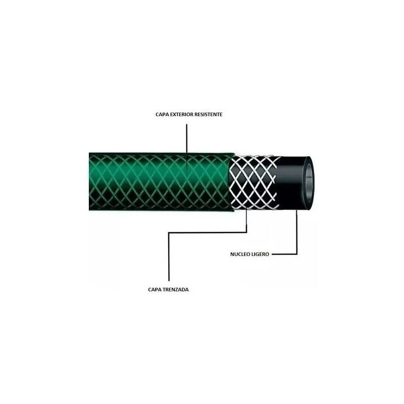 Manguera Reforzada 1/2 Pulgada 20 Mts Mas Pistola Y Acoples Verde