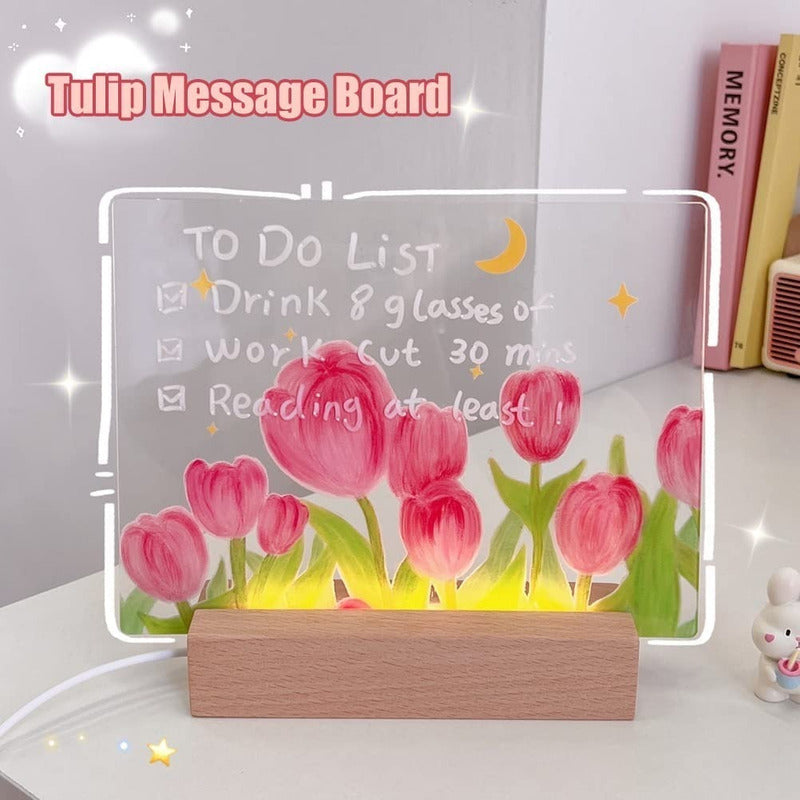 Pizarra Acrílica Luz Led Usb De Borrado En Seco Con Soporte