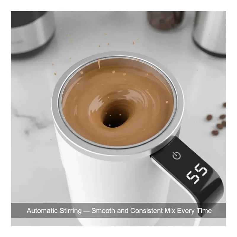Taza Auto Agitable Mezcladora Para Café Bebidas Magnética Frio Calor Térmica Blanco