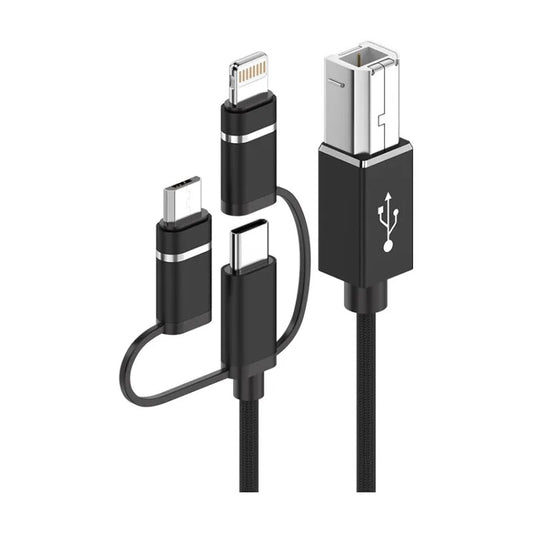 Cable Midi 3 En 1 Otg Salidas Usb-c Micro-usb Lightning 1 Mt Negro