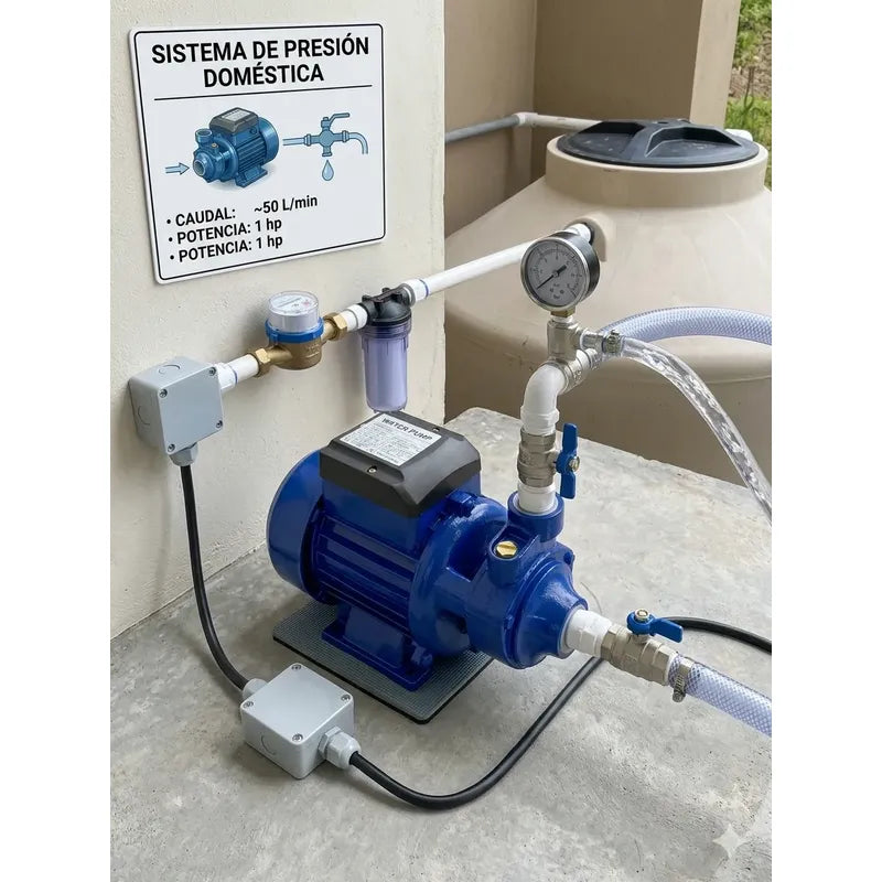 Bomba De Agua Periferica 220v Alta Presión 1 Hp 2850rpm Azul 50/60hz Monofásica