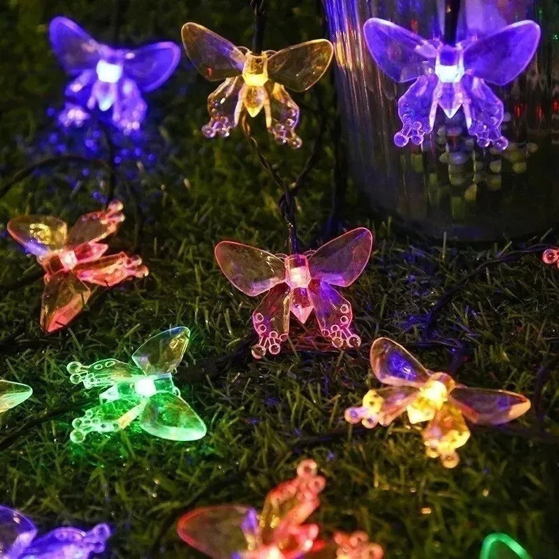 Guirnalda Mariposa Solar Led Boda 5 Mts Exterior E Interior Multicolor