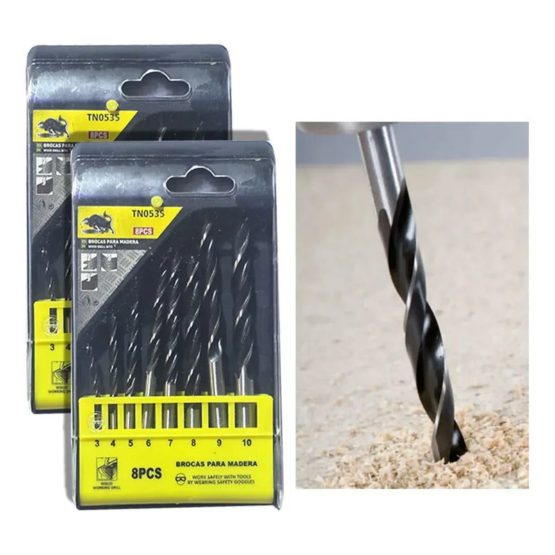 Pack X2 Brocas Para Madera 8pzs Taladro Carpinteria Mdf