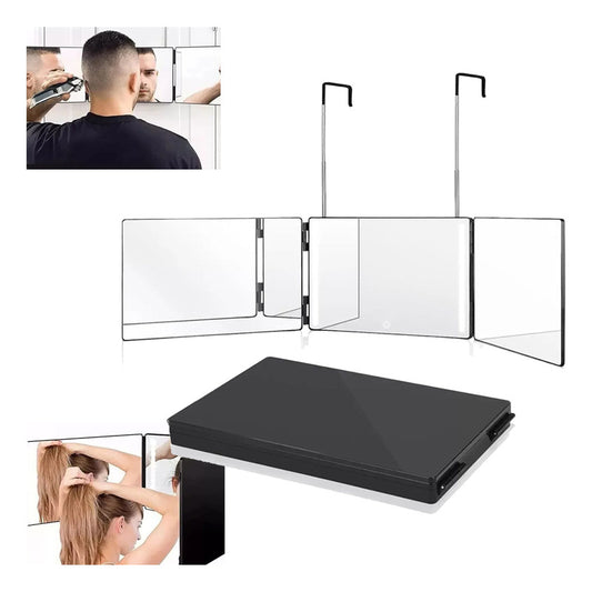 Espejo De Corte De Pelo Triple De 3 Vías Espejos Maquillaje Negro