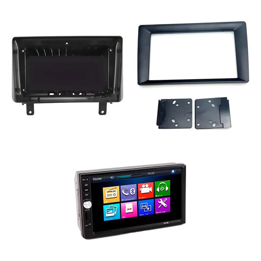 Kit Audio Dfsk: Bisel 9 Negro + Radio 2 Din Mp5 Mirror Link + Adaptador 9 A 7 Negro