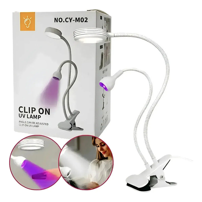 Lámpara Led Luz Uv Para Uñas Tips Soft Gel 3w Clip Mesa Negro