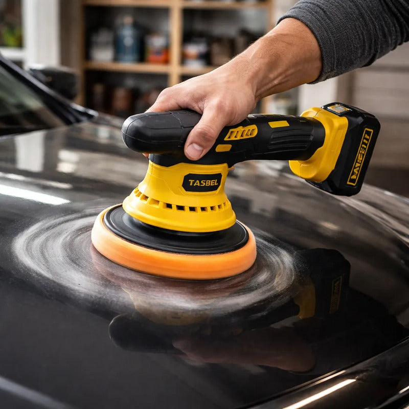 Pulidora Orbital Para Auto Inalámbrica Con 2 Baterías Negro Negro
