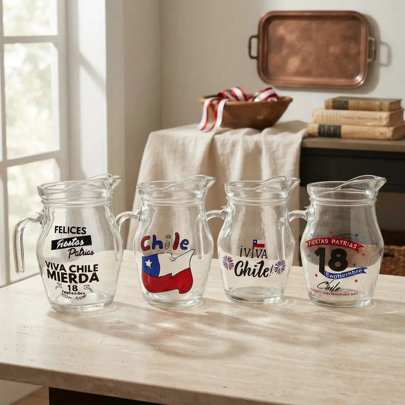 Set 4 Vasos Lorito Viva Chile 500ml Terremoto Fiesta Patrias Agua