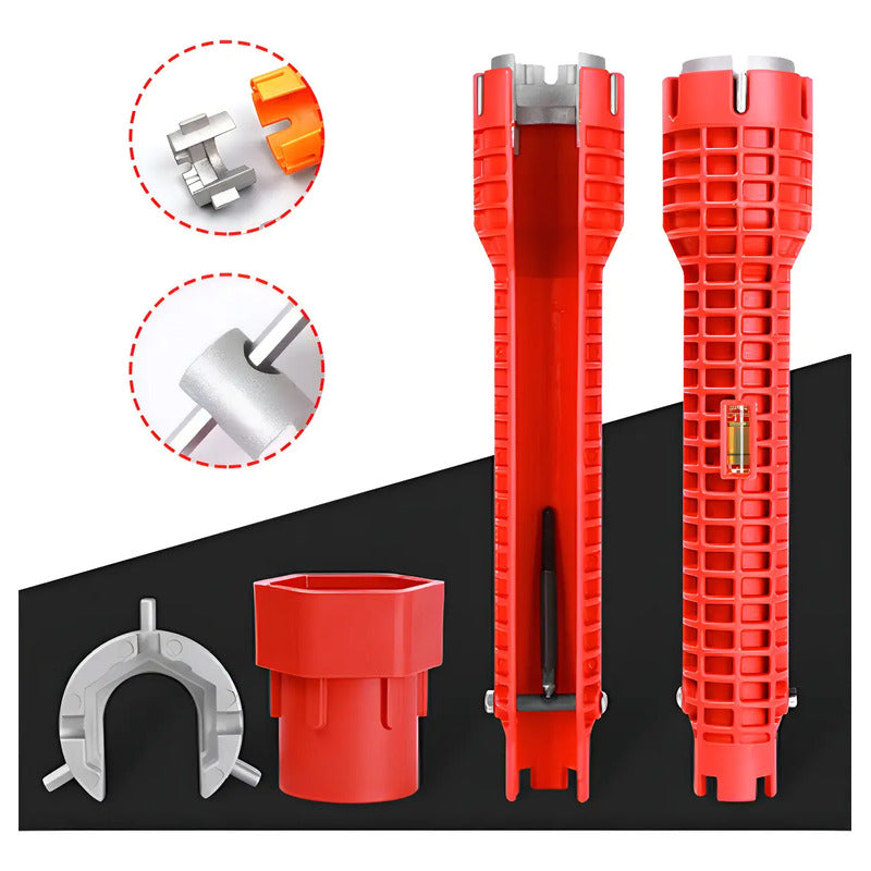 Llave Francesa Ajustable De Abs Para Grifo Y Desagüe Roja Rojo