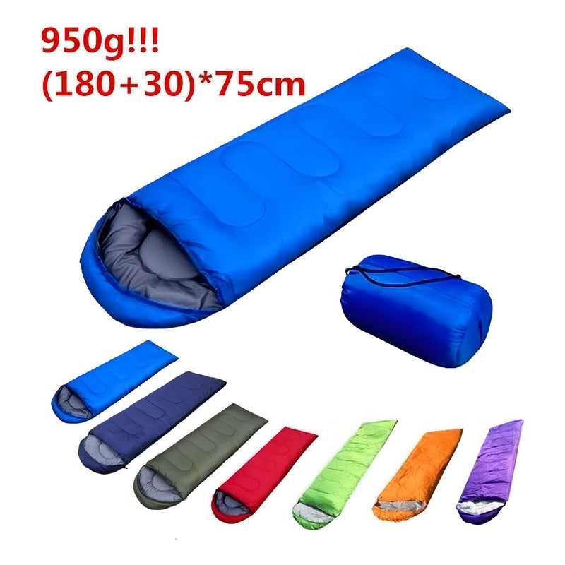 Saco De Dormir Camping Gorro Playa Cabaña Algodón 950g Color Azul Derecho