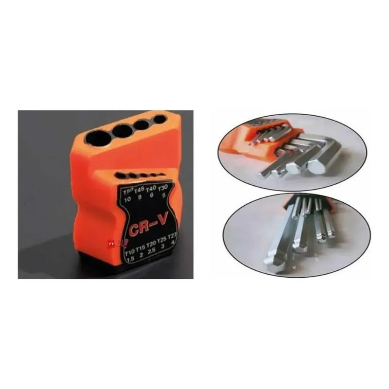 Set De 9 Llaves Allen Torx Estrella Largas Punta Doble Plateado Allen L