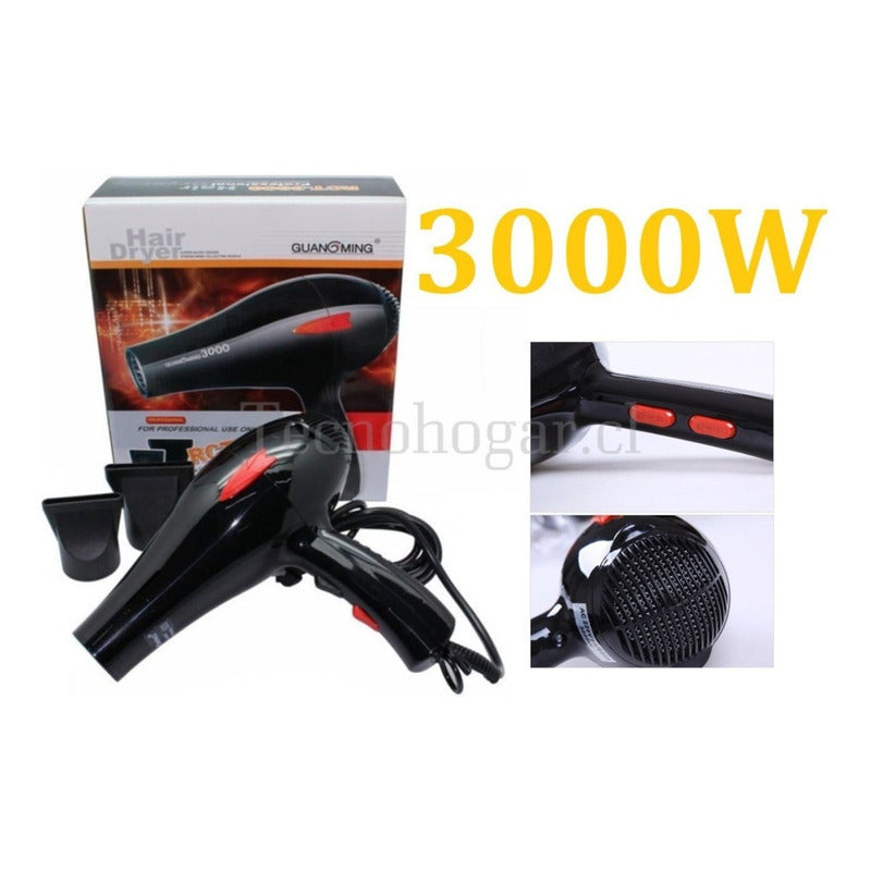 Secador De Cabello Pelo Peluqueria Profecional Regulable Negro