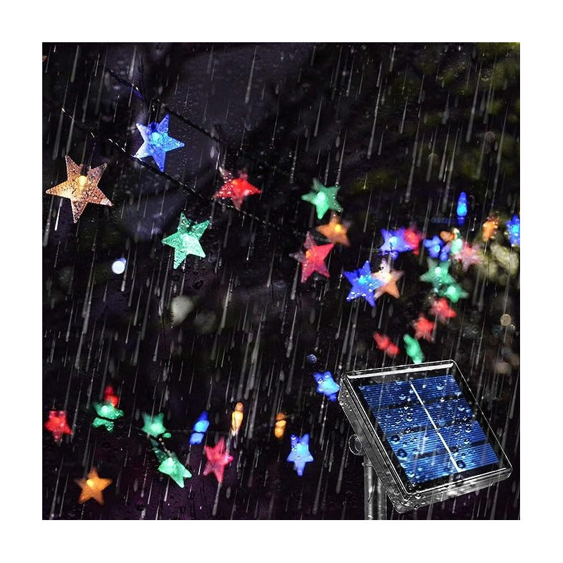 Estrellas Multicolor Led Guirnalda De Navidad Lineal Solar