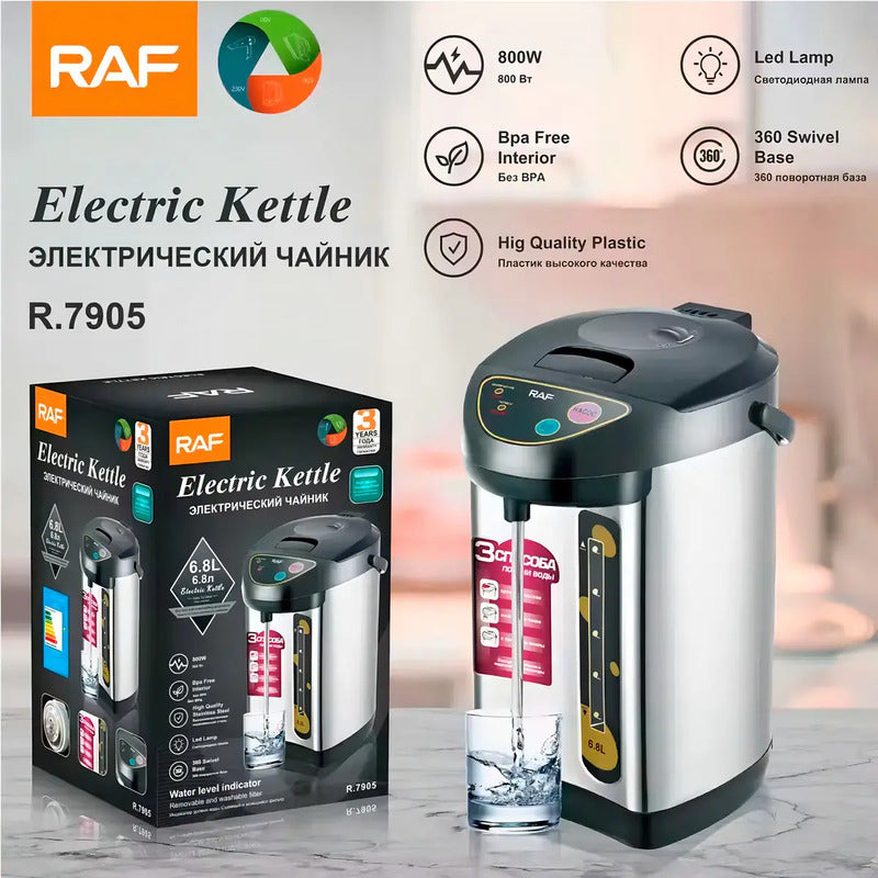 Hervidor Termo Eléctrico Inoxidable 6.8 Litros Color Plateado Raf R.7905