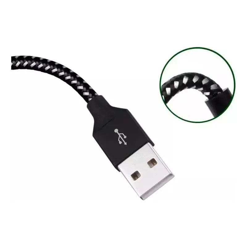 Cable Usb-c De 3 Mts Largo Reforzado Carga Rapida Negro