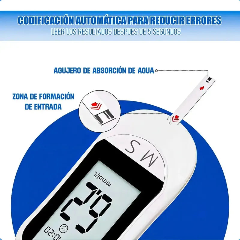 Glucómetro Digital Tecnohogar Con 50 Tiras Y Lancetas Para Medir Glucosa En Sangre Gris