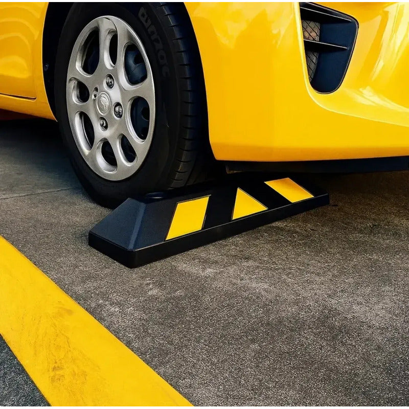 Pack X2 Tope Estacionamiento Negro Amarillo + Pernos Anclaje Negro
