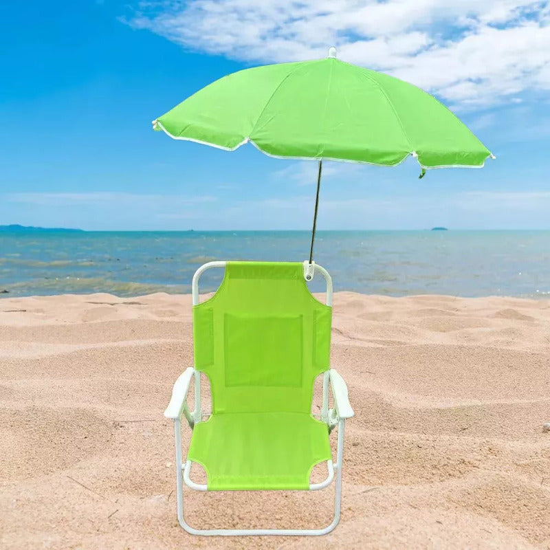 Silla Plegable Camping Animales Niños, Con Sombrilla