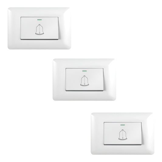 Pack X3  Pulsador Simple Timbre Interruptor 10a 250v  Blanco
