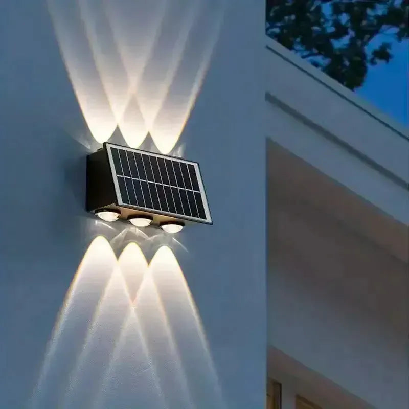 Aplique Solar Para Muro Diseño Moderno Luz Cálida Exterior Negro