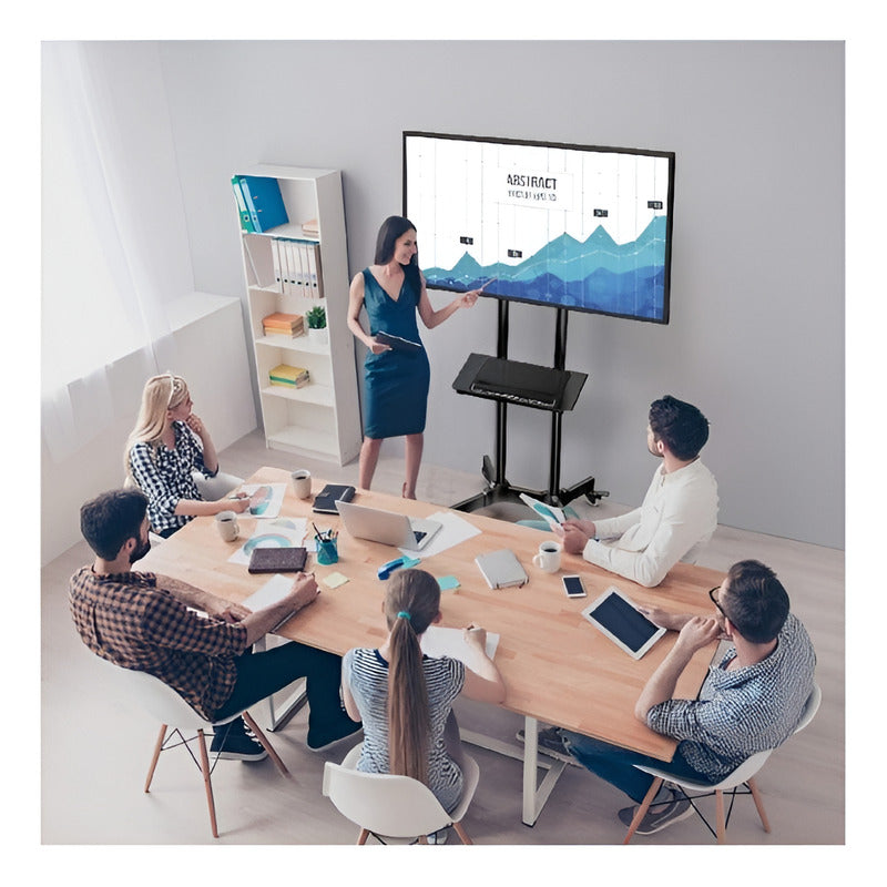 Soporte Tv Base Pedestal Rueda Televisores Movil 32 A 65p D Color Negro