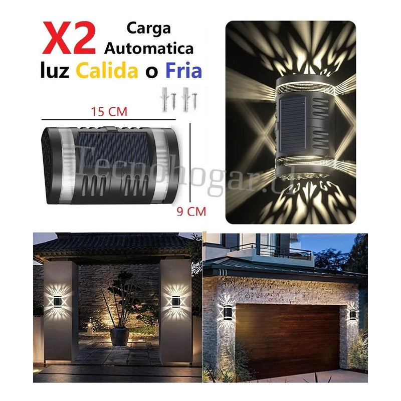 Aplique Grande Resiste Lluvia Solar Exterior Luz Jardin