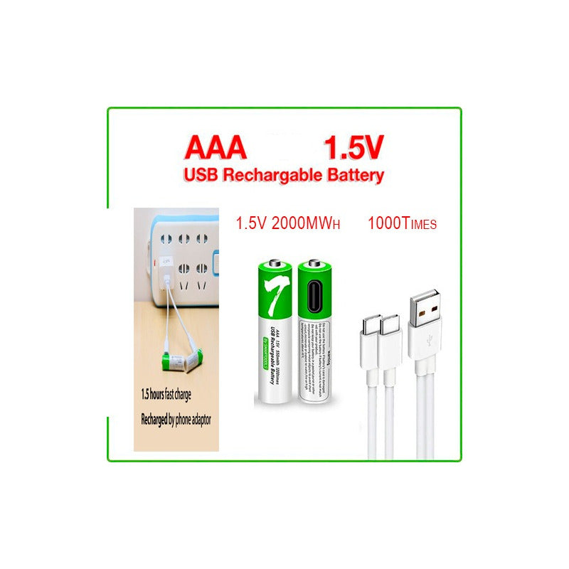 Pack X2 Pilas Aaa Litio Recargables Puerto Usb 2000mah 1.5v