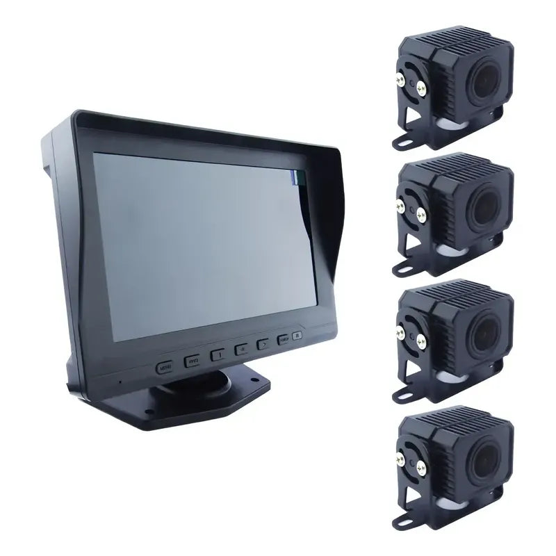 Kit 4 Cámaras De Seguridad Para Camión Dvr 7 Pulgadas Hd Negro
