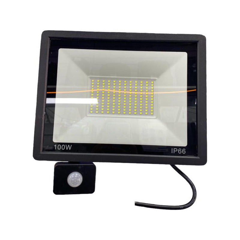 Foco Proyector 100w Pack X3 Con Sensor De Movimiento 220v Negro