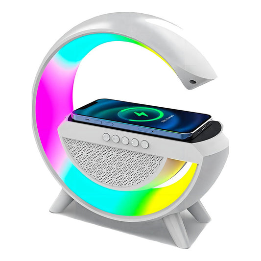 Cargador Inalambrico Parlante Bluetooth Lampara Usb Radio Blanco