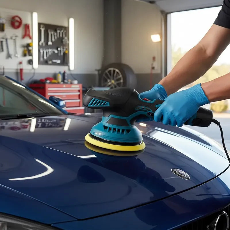 Pulidora De Auto Recargable Eléctrica Con Accesorios 12v Turquesa