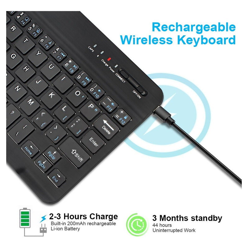 Mini Teclado Slim Inalámbrico Bluetooth Telefono Tablet Pc Negro