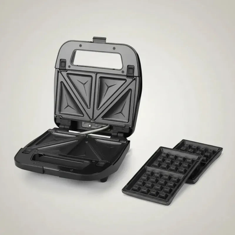 Maquina 3 En 1 Tostador - Grill De Carne - Wafflera Negro