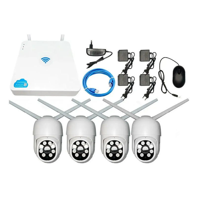 Kit De Dvr Con 4 Camaras De Seguridad Inalámbricas Con Wifi Blanco