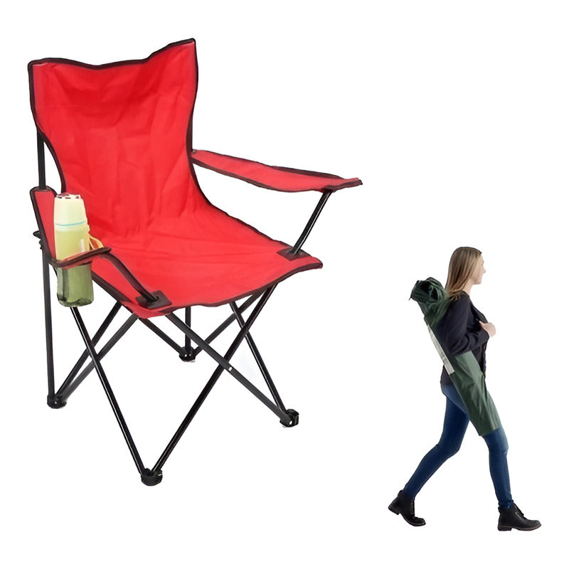 Silla Camping Plegable Picnic Playa / Ofertas Claras Color Rojo