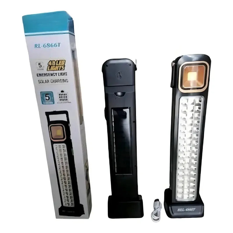 Lámpara Luz Solar De Emergencia Recargable 48 Led Foco Usb C Color Negro