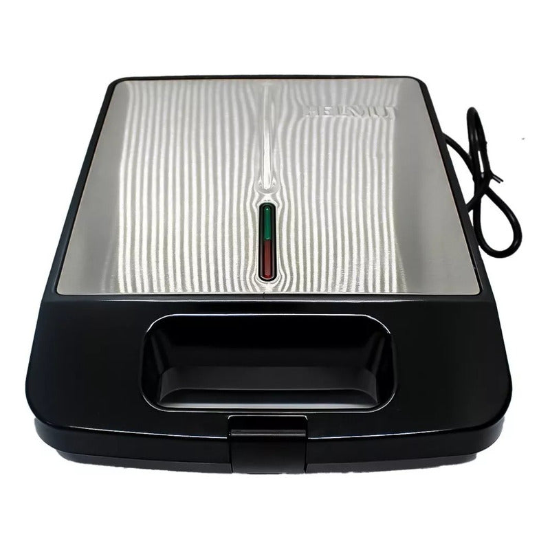 Maquina Wafflera Electrica Antiadherente De 4 Waffles Plateado