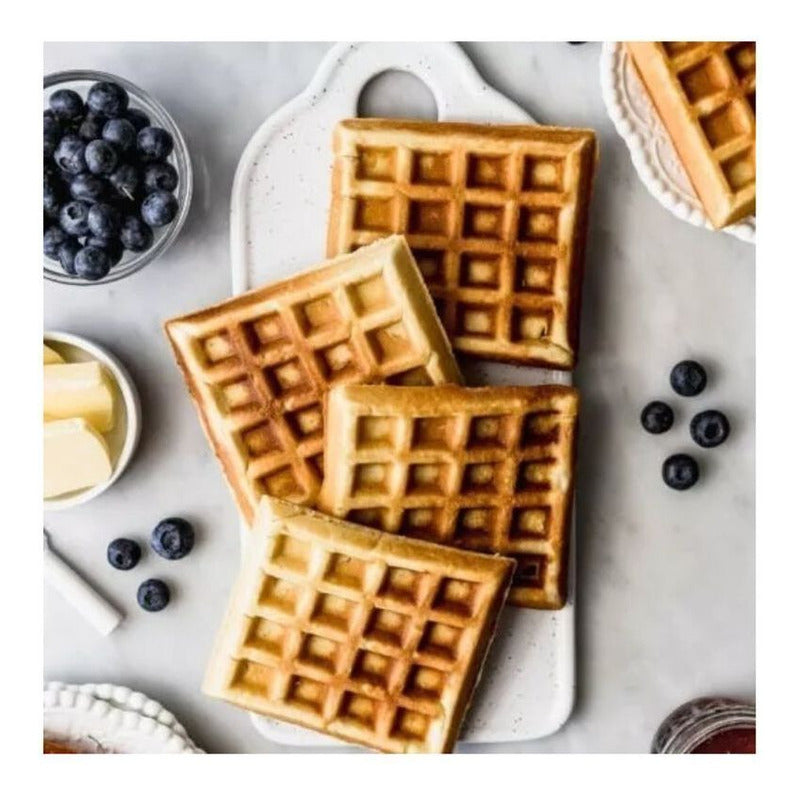 Maquina Wafflera Electrica Antiadherente De 4 Waffles Plateado