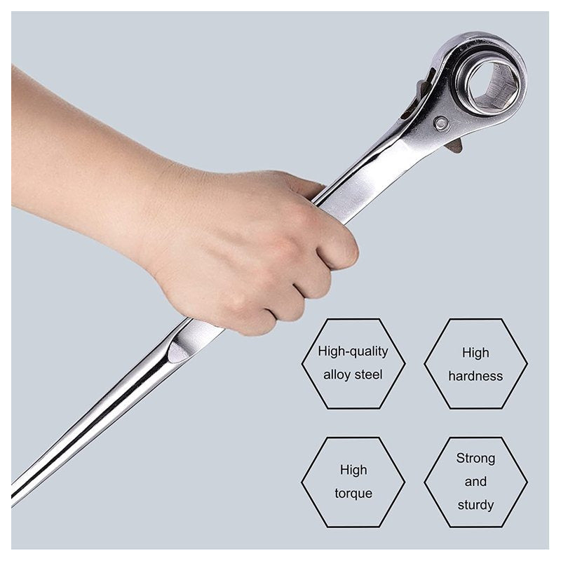 Llave Carraca Andamios Chicharra 19 Mm Y 22 Mm Profesional Gris