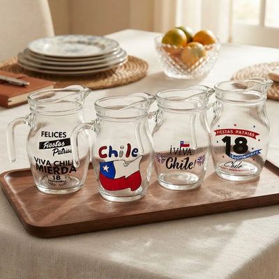 Set 4 Vasos Lorito Viva Chile 500ml Terremoto Fiesta Patrias Agua