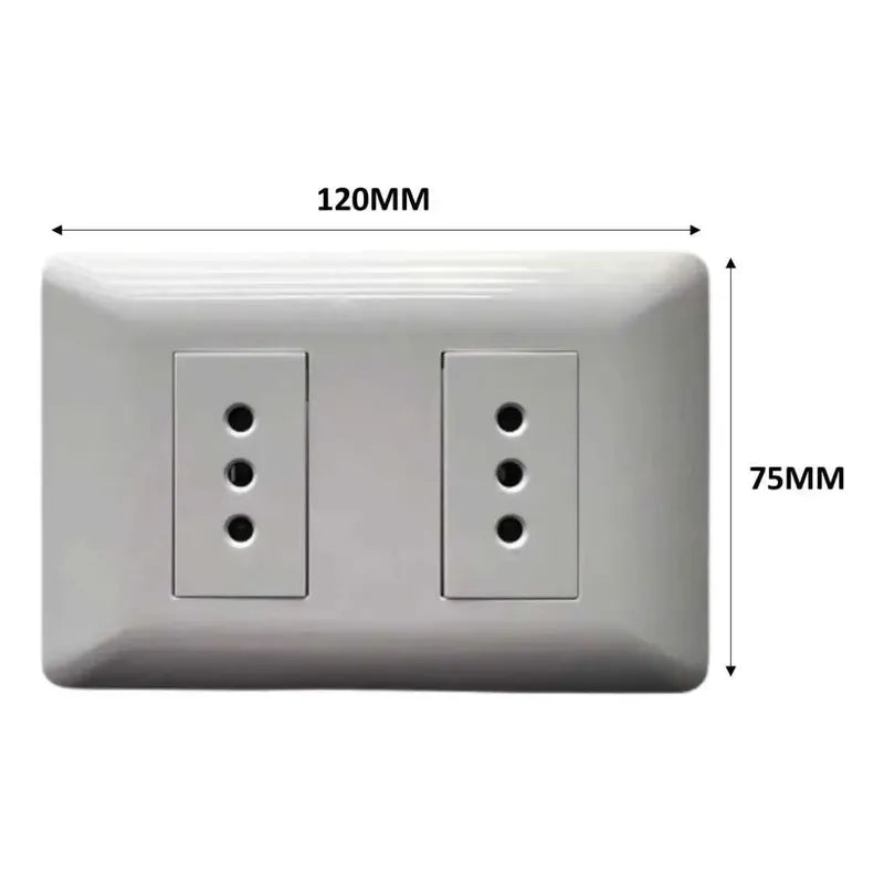 Pack X6 Enchufe Tomacorriente Doble Pared 10a Irm Sello Sec Blanco