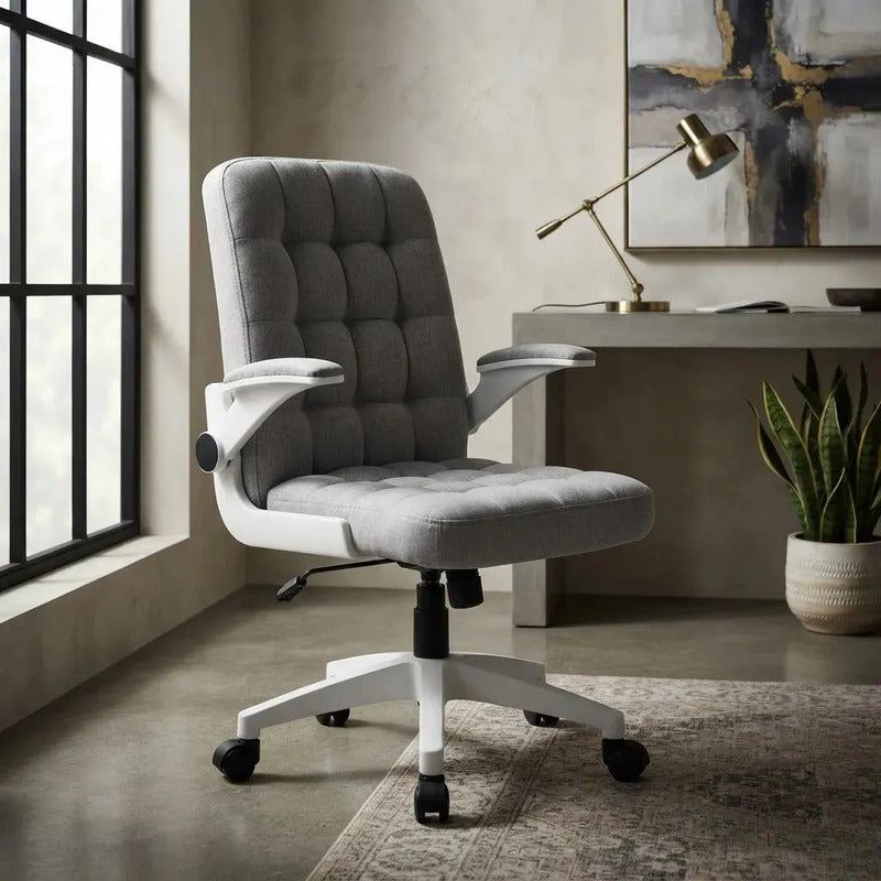 Silla Oficina Ejecutiva Ergonómica Con Apoyabrazos Ajustable Gris Algodón