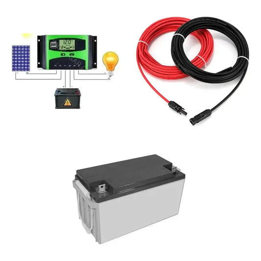Kit Solar: Controlador Carga Solar Digital 12v 24v 60a + Batería Gel 100ah 12v + Cable Solar 4mm 10m